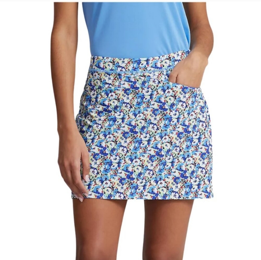 RLX Golf by Ralph Lauren Floral Print Pleated Performance 17" Skort Size Large